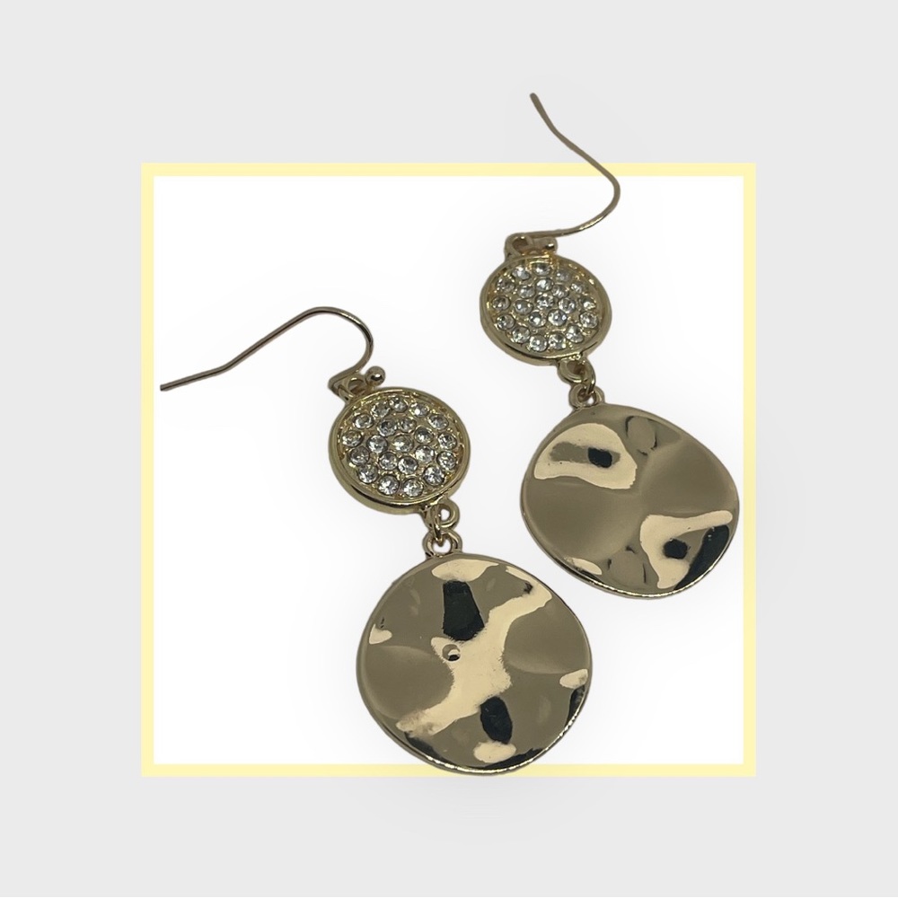 Gold drop earrings with sterling silver post for sensitive skin